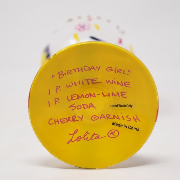 Lolita Birthday Girl Artisan Hand Painted Wine Glass Happy Colorful Party Gift - Picture 8 of 12